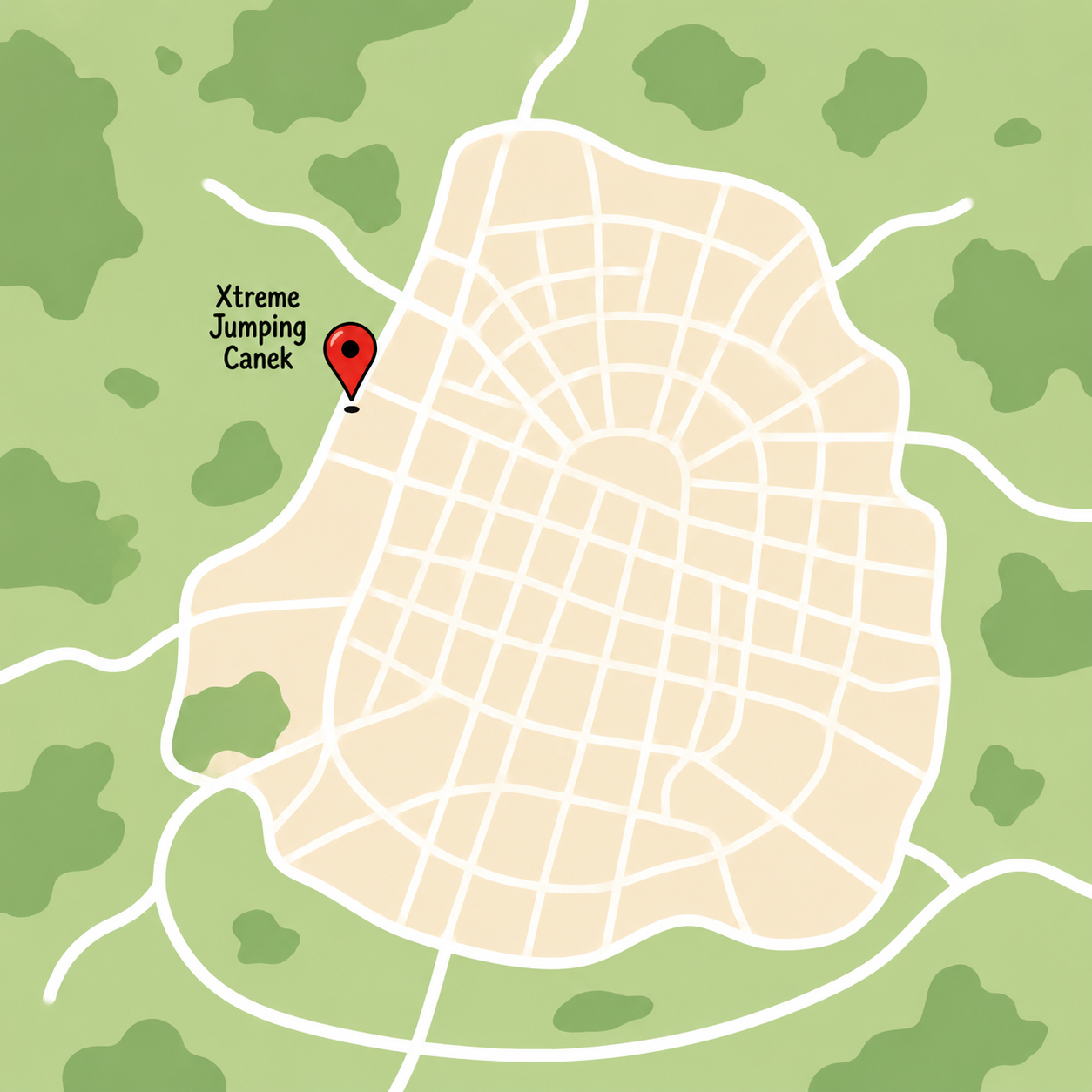 Mapa ilustrado de la ubicación de Xtreme Jumping Canek